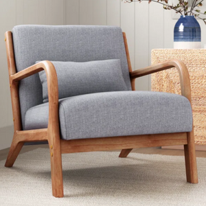 Solid Wood Upholstered Wide Armchair