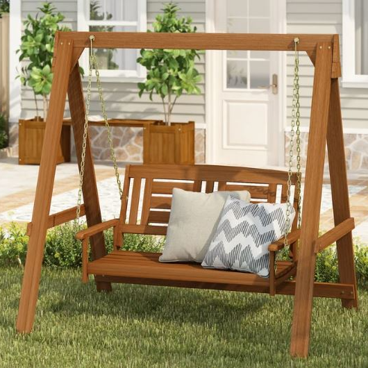 Hardwood Hanging Porch Swing w/ Stand