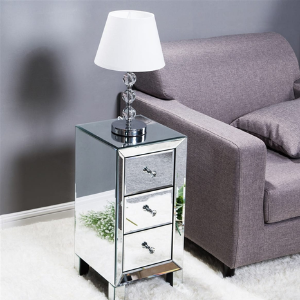 3-Drawer Mirrored Nightstand