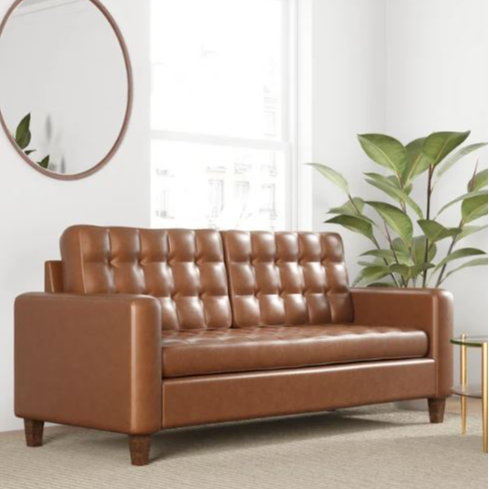 Faux Leather Tufted Sofa