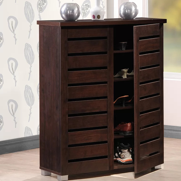 Wood 15-Pair Shoe Storage Cabinet