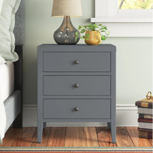 Wood 3-Drawer Nightstand