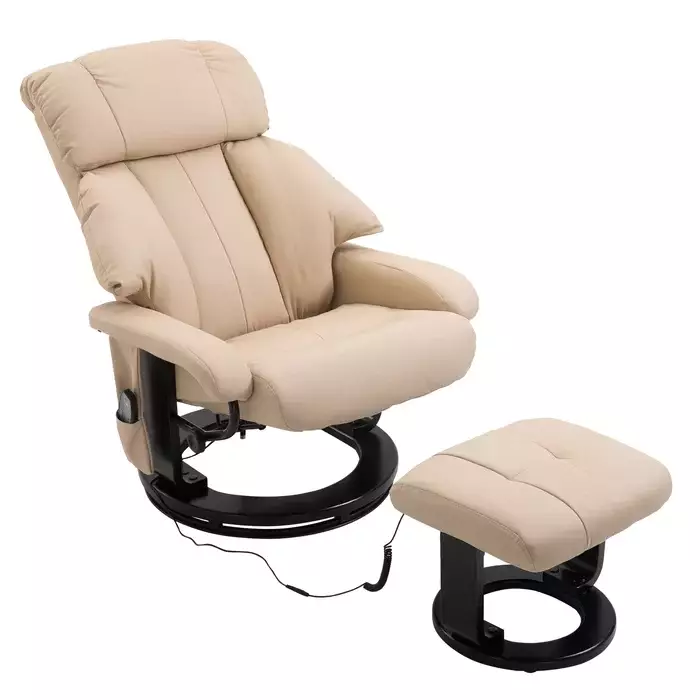 Faux Leather Reclining Massage Chair w/ Ottoman