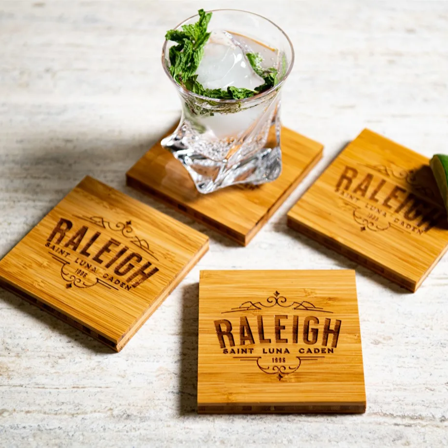 Set Of 2 Wood Personalized Coasters