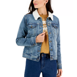 Style & Co. Women's Sherpa-Collar Denim Jacket