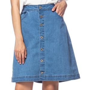 Button Up A-Line Vintage Denim Skirt