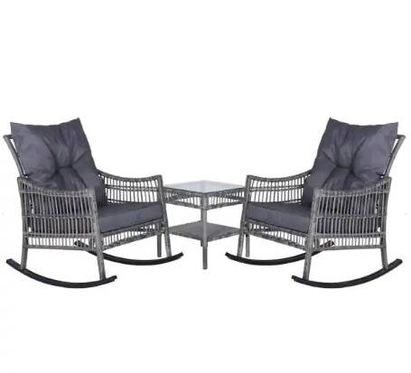 Veikous 3-Piece Patio Rocking Chair Set