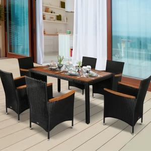 Outsunny 7-Piece Patio Rattan Wicker Dining Set