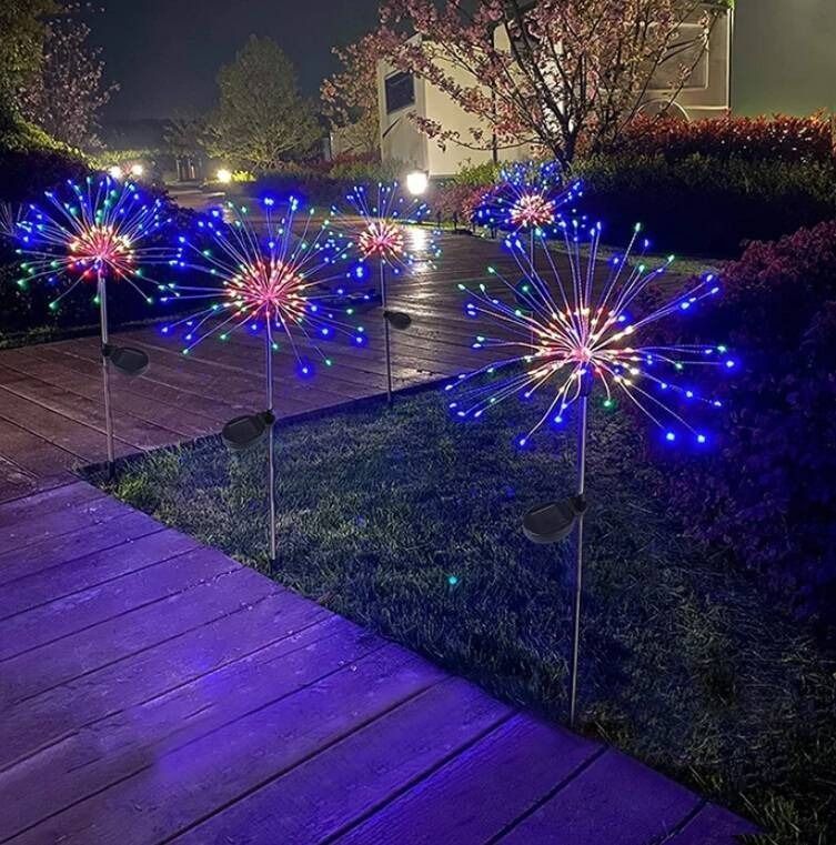 2-Pack LED Solar Firework Garden Lights