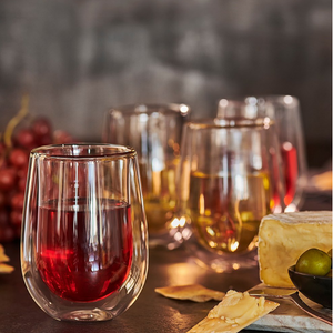 Set of 4 Clear Insulated Stemless Wineglass