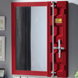 Metal Cargo Vanity Mirror w/ Lock Storage