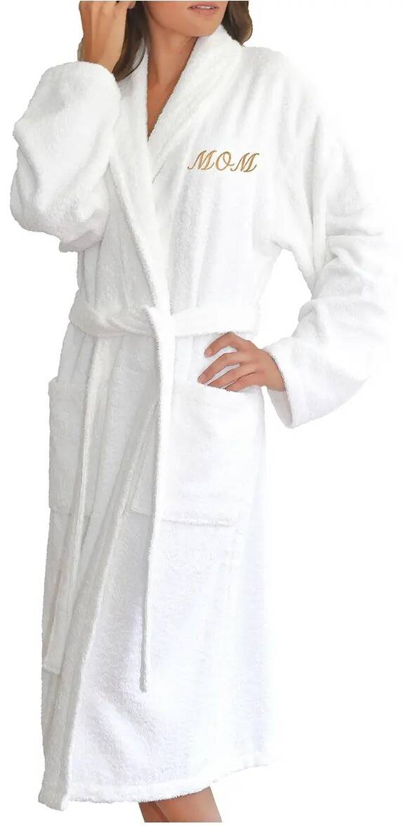 Linum Home Embroidered Mom Terry Bathrobe