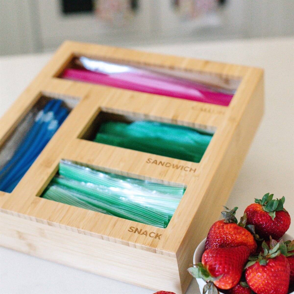 Bamboo Food Storage Bag Organizer