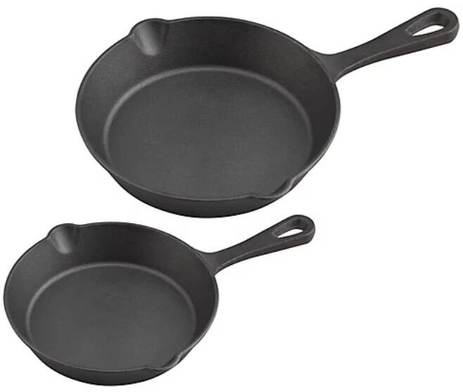 2-Piece Pre-Seasoned Cast Iron Fry Pan Set