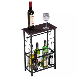 Metal & Wood Bar Side Table