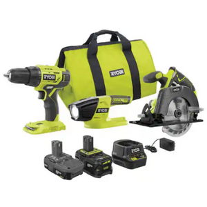 Ryobi ONE+ 18V Cordless 3-Tool Kit w/Battery, Charger & Bag