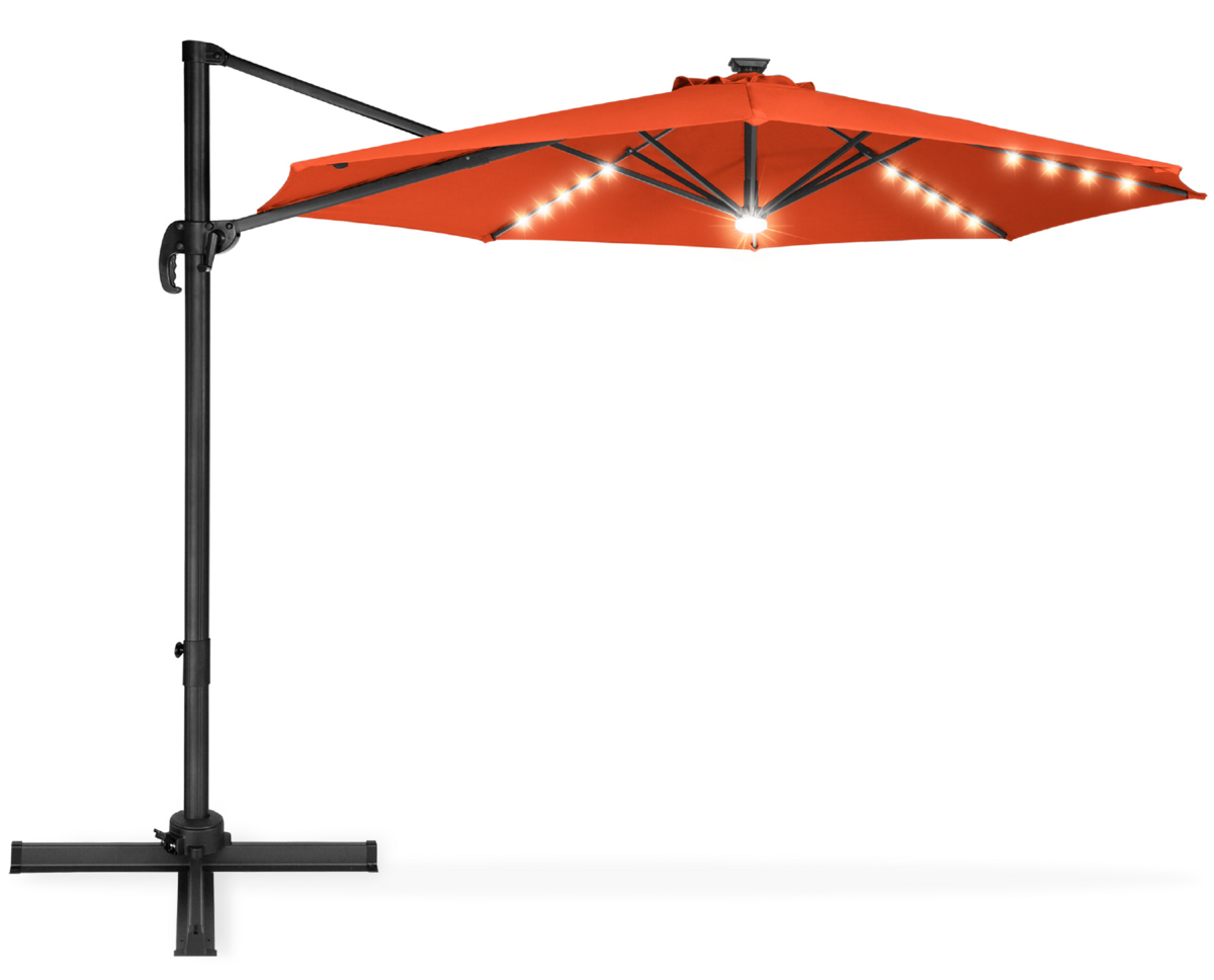 360-Degree LED Cantilever Offset 10' Patio Umbrella