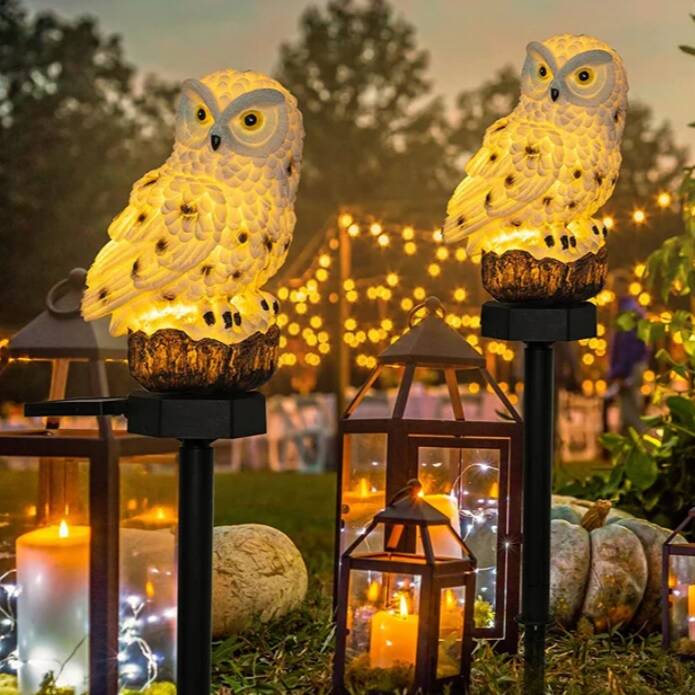 2-Pack Owl Solar LED Lights