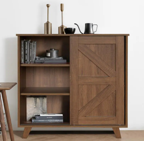 3-Tier Wood Sliding Door Sideboard