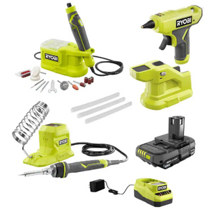 Ryobi 18V Cordless Glue Gun, Soldering Iron & Rotary Tool Kit