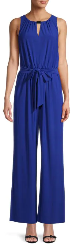 Vince Camuto Women's Solid-Hued Belted Jumpsuit