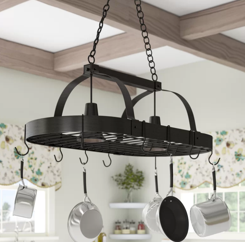 2-Light Kitchen Hanging Pot Rack