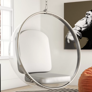 Hanging Leatherette Metal Bubble Chair