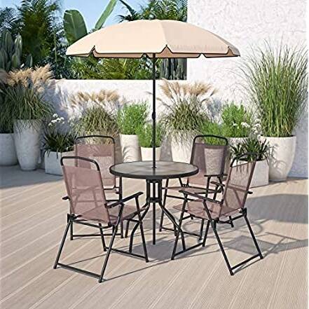 5-Piece Patio Furniture Set w/ Umbrella