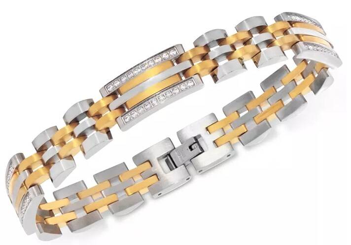 Men's Diamond Two-Tone Link Bracelet