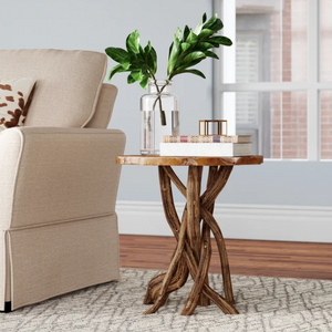 Wood 20'' Tree Stump End Table