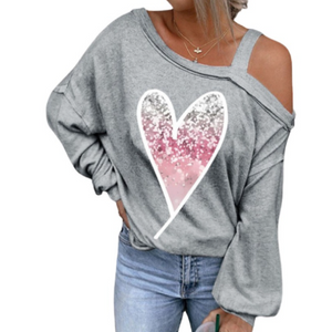 Women's Heart Printed Sweatshirt