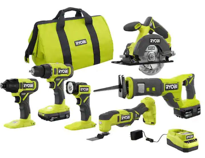 Ryobi One+ 18V Cordless 6-Tool Kit