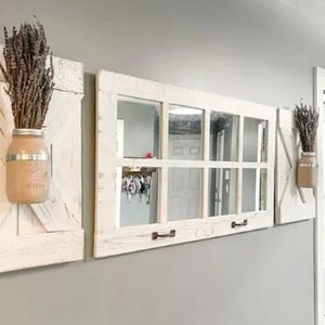 Rustic Farmhouse Mirror Set W/ X-Shutters