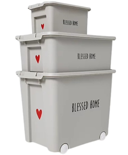 Set of 3 Nesting Storage Bins w/ Lids & Wheels