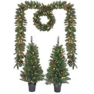 6-Piece Xmas Tree, Wreat & Garland Set