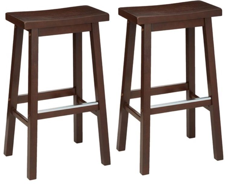 Set of 2 Wood Kitchen Counter Barstool