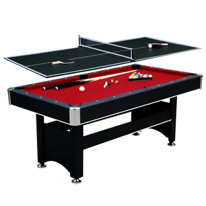 Wood 6' Pool Table w/ Table Tennis Top