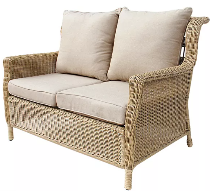 Wicker Cushioned Patio Loveseat