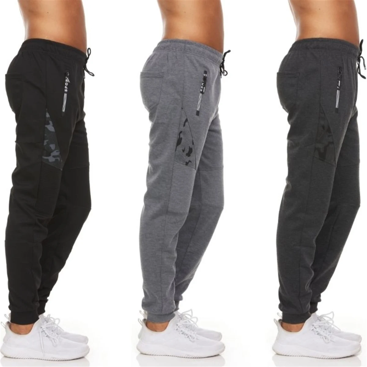 3-Pack Men's Joggers w/ Zipper Pockets