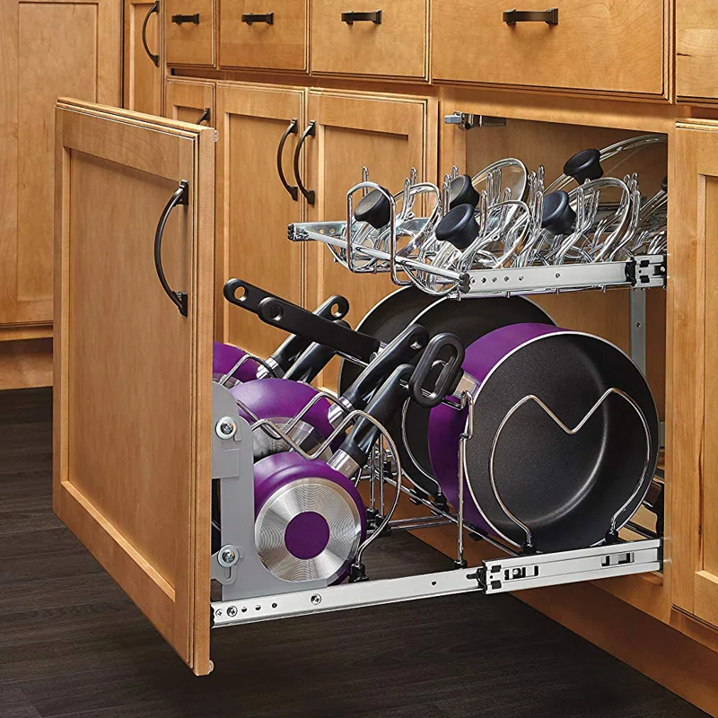 Kitchen Pull-Out Cabinet Pot Organizer