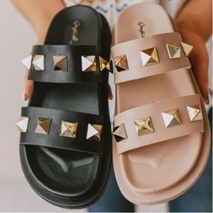 Women's Slip On Studded Sandals