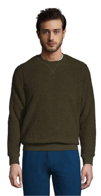 Lands' End Men's Sherpa Fleece Crewneck Sweatshirt