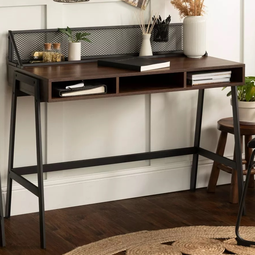 Urban Industrial 3-Cubby Writing Desk w/ Pen Storage