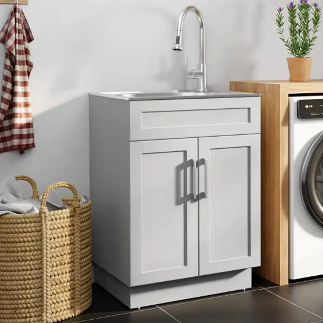 Glacier Bay Stainless Steel Laundry Sink Cabinet