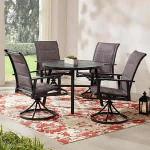 5-Piece Patio Steel Dining Table & Swivel Chairs