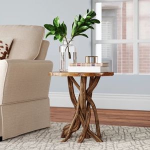 Wood 20'' Tree Stump End Table