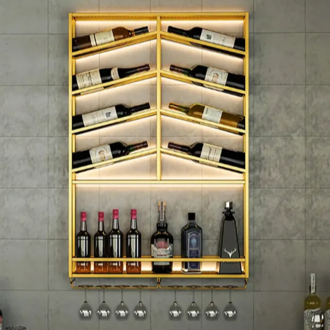 Wood & Metal Wall Mount Wine Rack