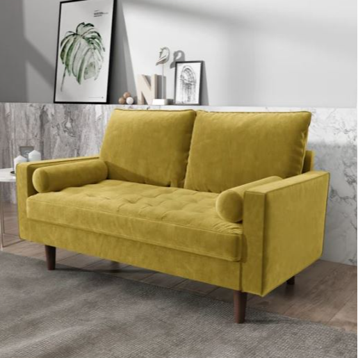 Velvet Square Arm Loveseat