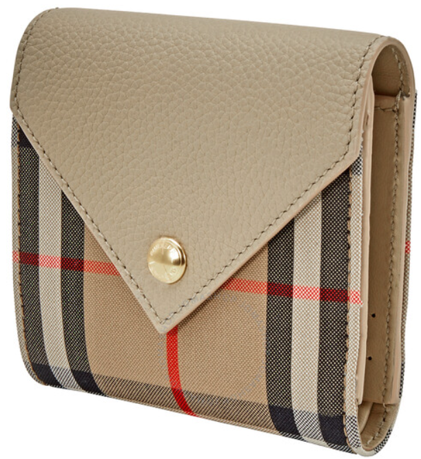 Burberry Vintage Check & Grainy Leather Folding Wallet