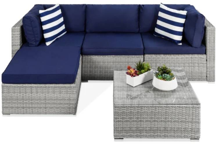 5-Piece Wicker Sectional Conversation Set